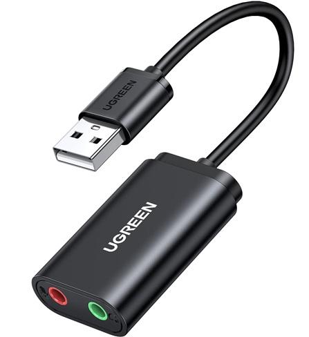 ADAPTADOR AUDIO DOBLE UGREEN USB-A 3.5MM 30724 