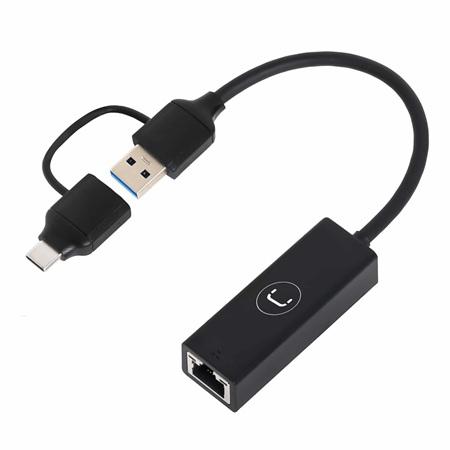 ADAPTADOR 2 EN 1 DE USB A ETHERNET GIGABIT AD3007BK