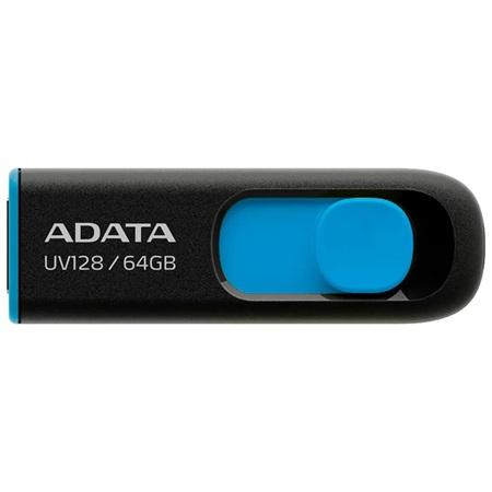 MEMORIA USB ADATA 64GB 3.2 UV128 BLACK/BLUE AUV128-64G-RBE 