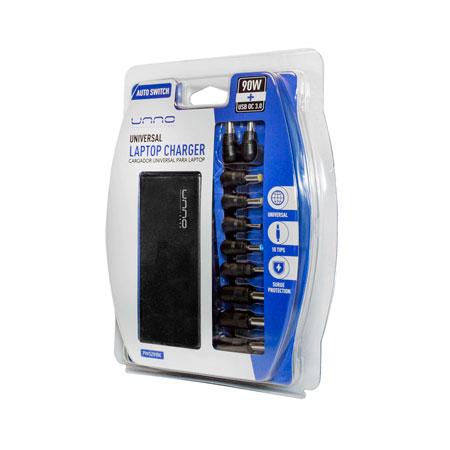 ADAPTADOR DE CORRIENTE UNIVERSAL PARA PORTÁTILES AUTO SWITCH 90W UNNO TEKNO PW5291BK