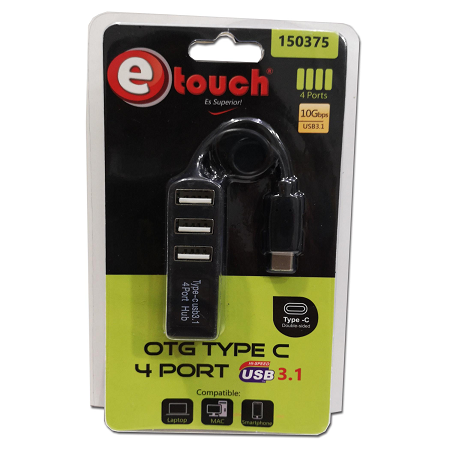 ADAPTADOR OTG TIPO C A 4 PUERTOS USB 3.1 ETOUCH 150375
