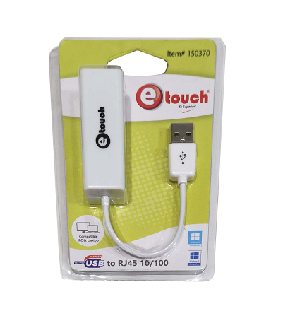 ADAPTADOR USB A RJ45 10/100 ETOUCH ITEM#150370