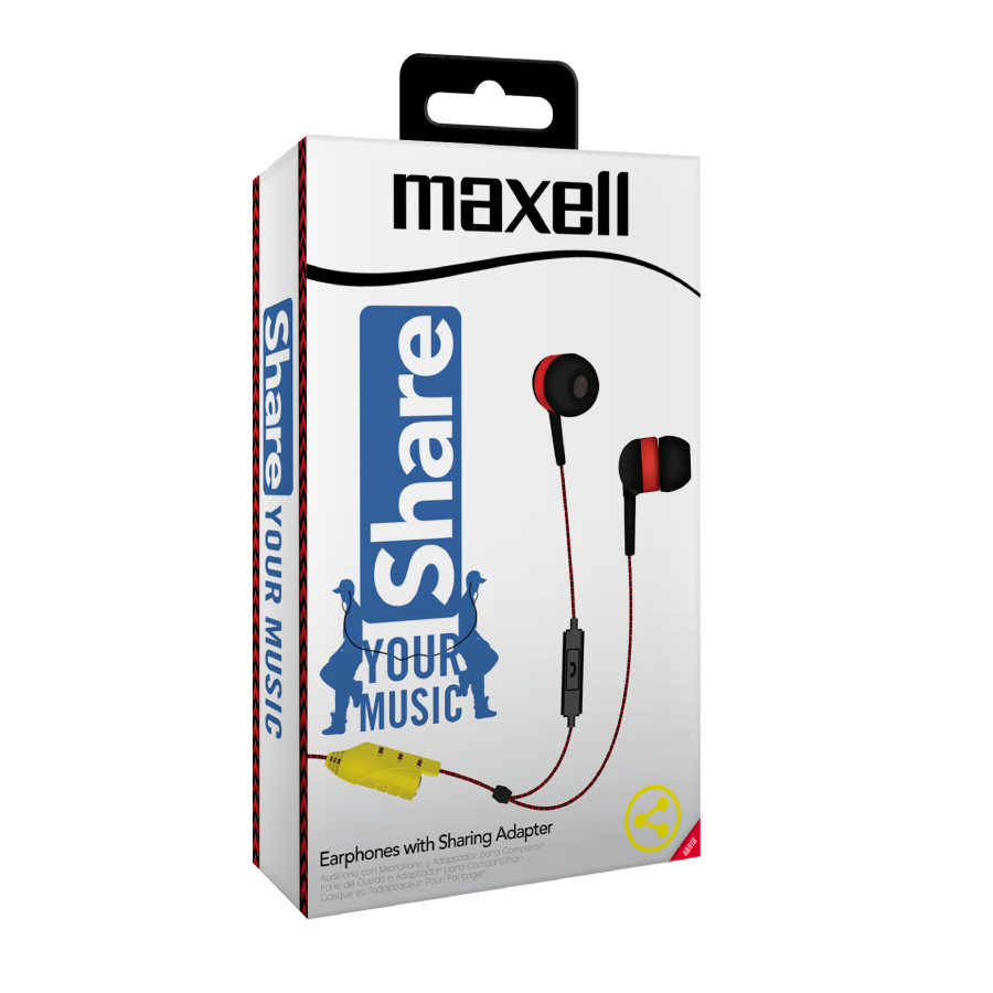 AUDIFONOS EARPHONE MAXELL EB-SHARE #347858 W/MIC RED
