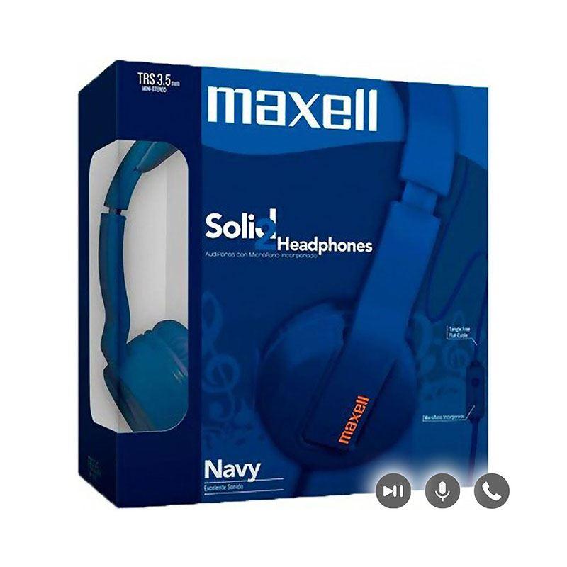 AUDIFONOS SOLID 2 MAXELL NAVY W/MIC SMS-10