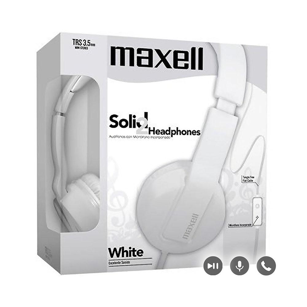 AUDIFONOS SOLID 2 MAXELL WHITE W/MIC SMS-10	