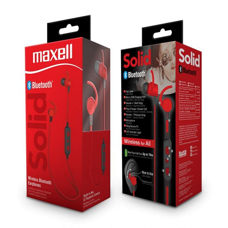 AUDIFONOS WIRELESS SOLID FUJI RED MAXELL EB-BT100	