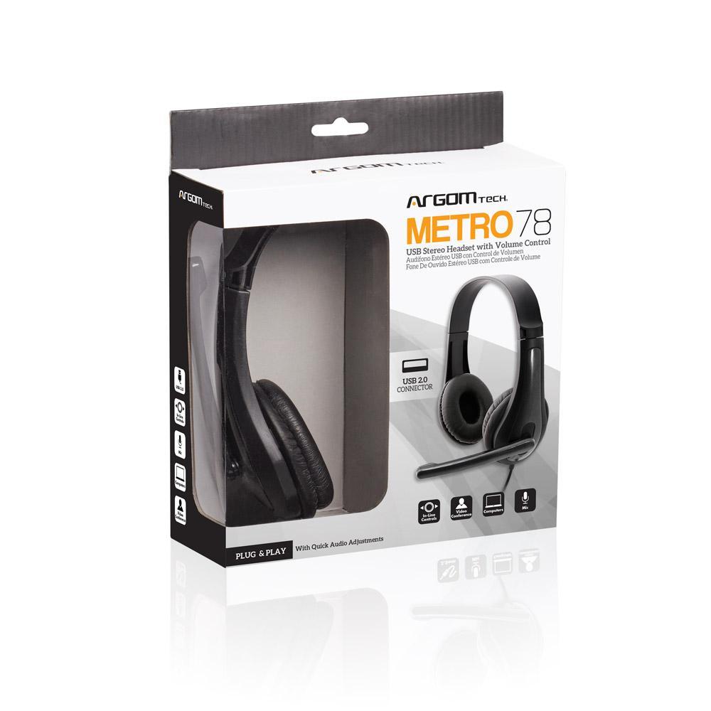 AURICULARES ARGOM USB METRO78 CON MICRÓFONO/ ARG-HS-0078