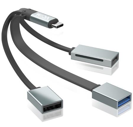 CABLE 3 EN 1 VCOM TIPO C A USB3.0+USB2.0+SD DH299C 