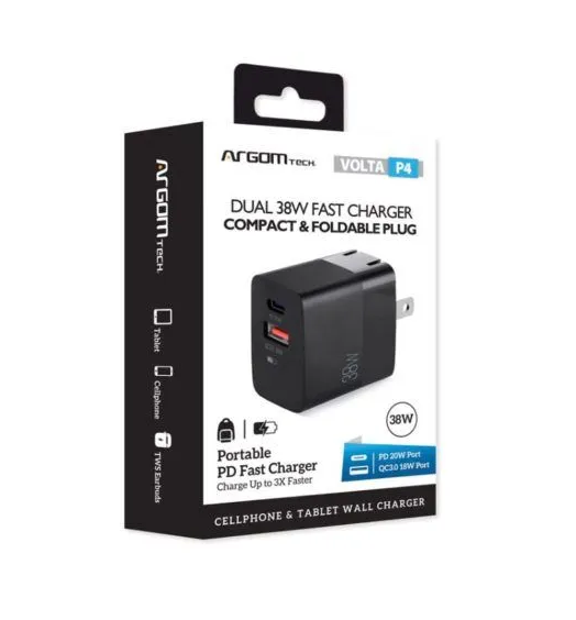 CARGADOR DE PARED USB TIPO C ARGOM 38W ARG-AC-0122BK 1214058