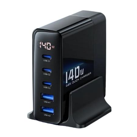 CARGADOR MULTIPLE 2 USB-A + 3 TIPO-C GAN 140W TOOCKI TCTZM-XRA01