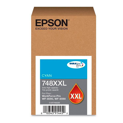 CARTUCHO ORIGINAL DE TINTA EPSON 748XXL CYAN  PARA WORKFORCE WF-6090/6590 