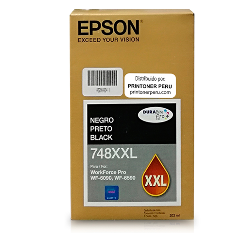 CARTUCHO ORIGINAL DE TINTA EPSON 748XXL NEGRO PARA WORKFORCE WF-6090/6590 