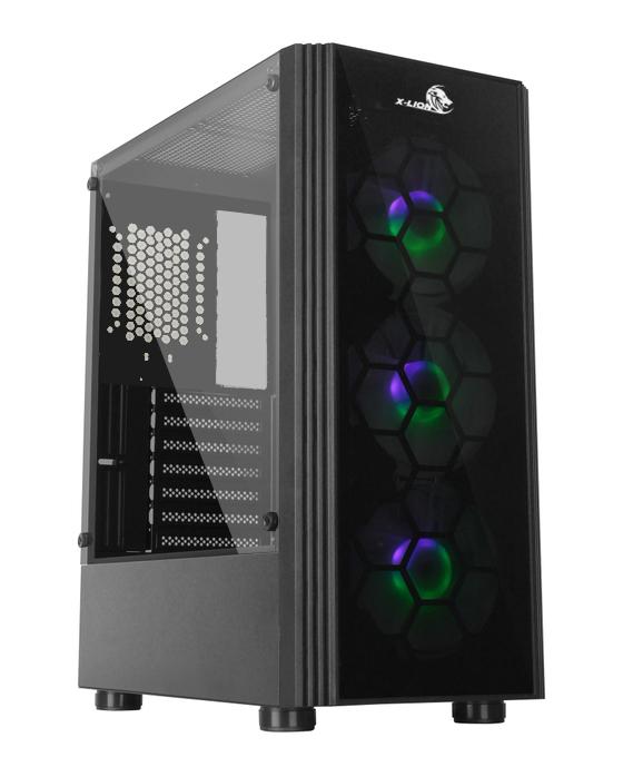 CASE GAMER X-LION HF-620 CON VIDRIO TEMPLADO / 3 VENTILADORES 