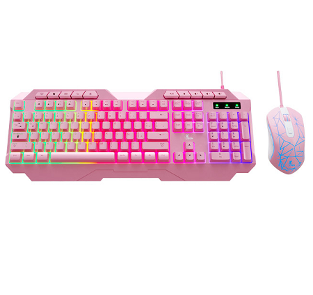 COMBO DE TECLADO Y MOUSE GAMING USB  XTK-540S XTECH PINK