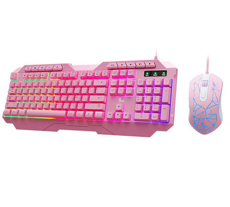 COMBO DE TECLADO Y MOUSE GAMING USB  XTK-540S XTECH PINK