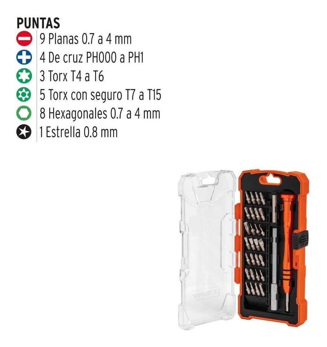 ESTUCHE DE DESARMADORES INTERCAMBIABLES 32 PIEZAS TRUPER