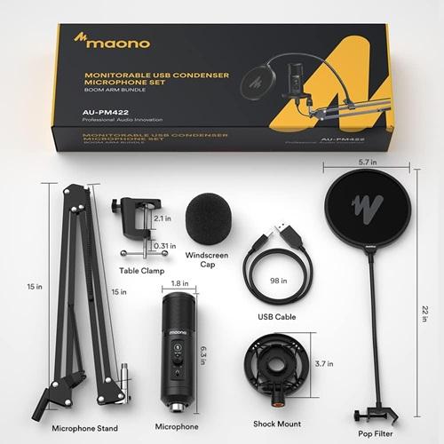 MICROFONO USB PARA PODCAST MAONO CON BRAZO ARTICULADO AU-PM422