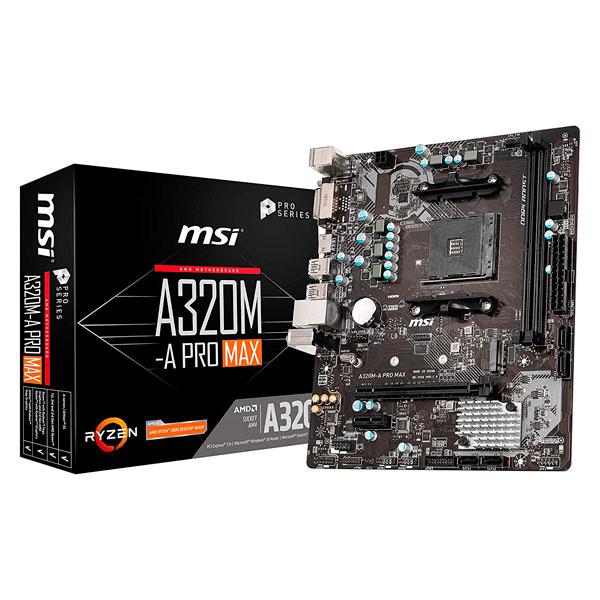 MOTHERBOARD MSI A320M-A PRO MAX AMD PLACA BASE AMD AM4, CON CORE BOOST, DDR4 BOOST, TURBO M.2, USB 3.2 GEN1