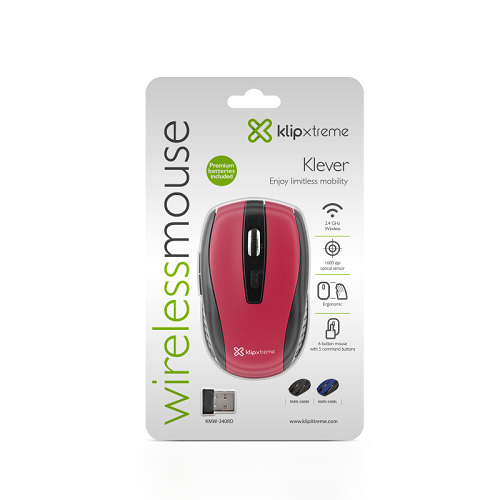 MOUSE INALAMBRICO KLIP XTREME ROJO KMW-340RD