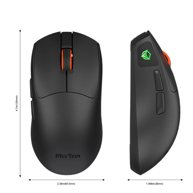 MOUSE INALAMBRICO MEETION GW12 TRIMODE 2.4GHZ+BT+USB BLACK