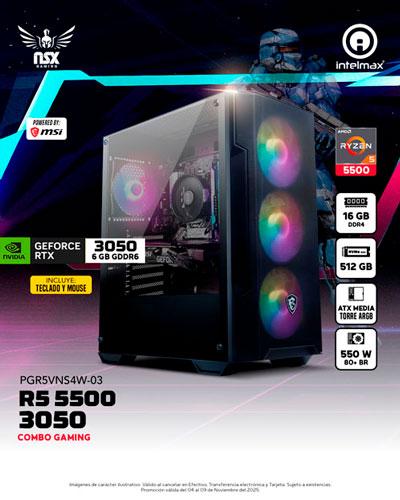 PC GAMING NSX RYZEN 5 5500/ 16GB RAM/ 512SSD RTX 3050 6GB/ PGR5VNS4W-23/SIN SO