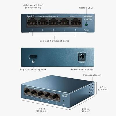 SWITCH 5 PUERTOS TP-LINK LS105G 5 PUERTOS GIGABIT 10/100/1000