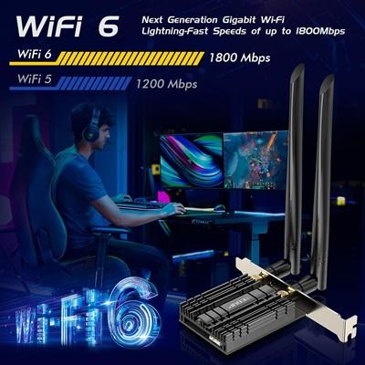 TARJETA DE RED EDUP EP-9631GS, BANDA DUAL de 3000M, 802.11AG, WIFI 6 AX200, PCI-e, PCI Express, BT 5,0