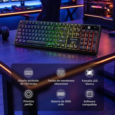 TECLADO GAMING INALAMBRICO RECARGABLE TRIMODE REDRAGON VOLCANO PRO K526 BLACK ESP