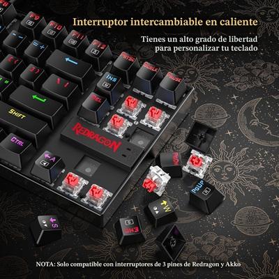 TECLADO MECANICO GAMING REDRAGON K552RGB-1 KUMARA USB SWITCH ROJO BLACK ESP