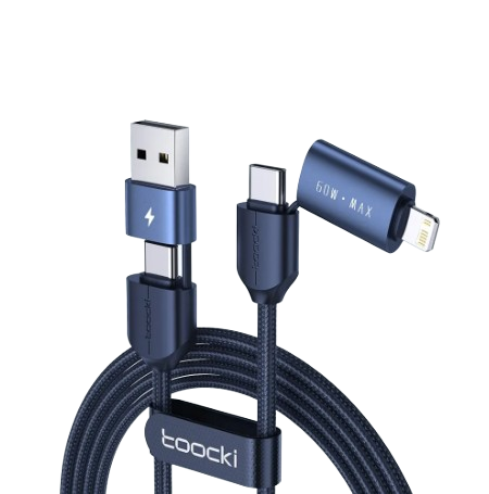 CABLE TOOCKI 4 EN 1 USB-A/TIPO-C/TIPO-C/LIGHTNING TXCY-BB03