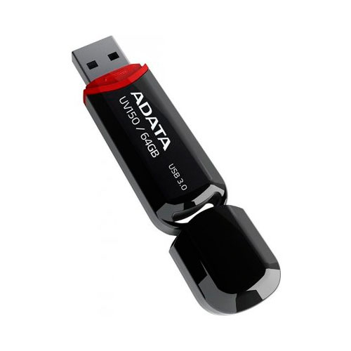 MEMORIA USB ADATA 64GB 3.0 UV150 NEGRO/ROJO AUV150-64G-RBK