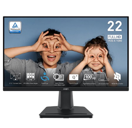 MONITOR MSI 22" PRO MP225 / FHD 1920X1080/ 100HZ / HDMI-VGA/ 9S6-3PC6CM-001