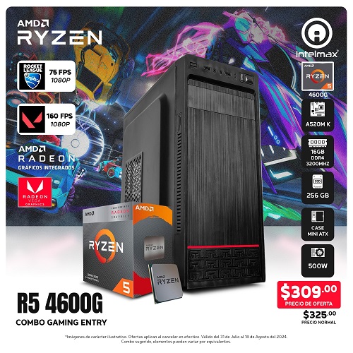 PC GAMING RYZEN 5 4600G/16GB RAM/256GB SSD