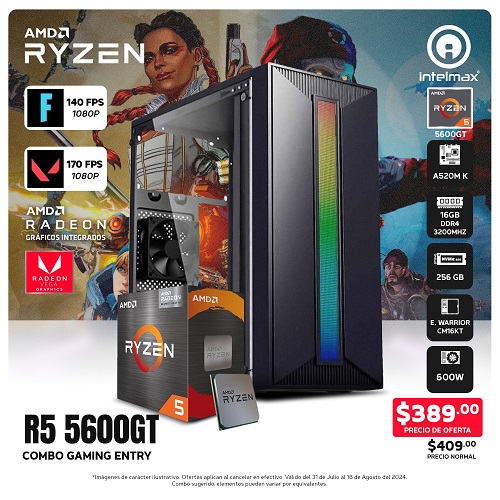 PC GAMING AMD RYZEN 5 5600GT/16GB RAM/256GB SSD