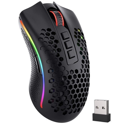 MOUSE INALAMBRICO GAMING REDRAGON STORM PRO M808-KS RGB DUAL MODE 2.4GHZ-USB BLACK 