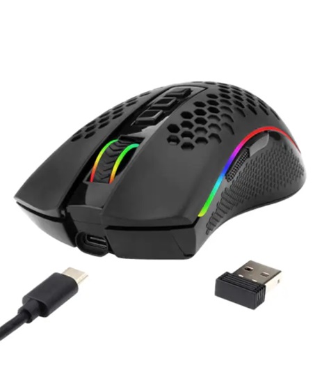 MOUSE INALAMBRICO GAMING REDRAGON STORM PRO M808-KS RGB DUAL MODE 2.4GHZ-USB BLACK 